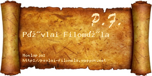 Pávlai Filoméla névjegykártya
